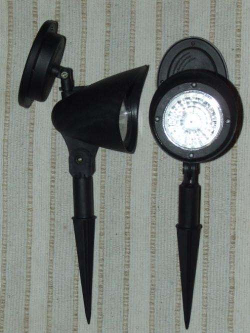 Solar spot lights. No wiring needed. Set of two.